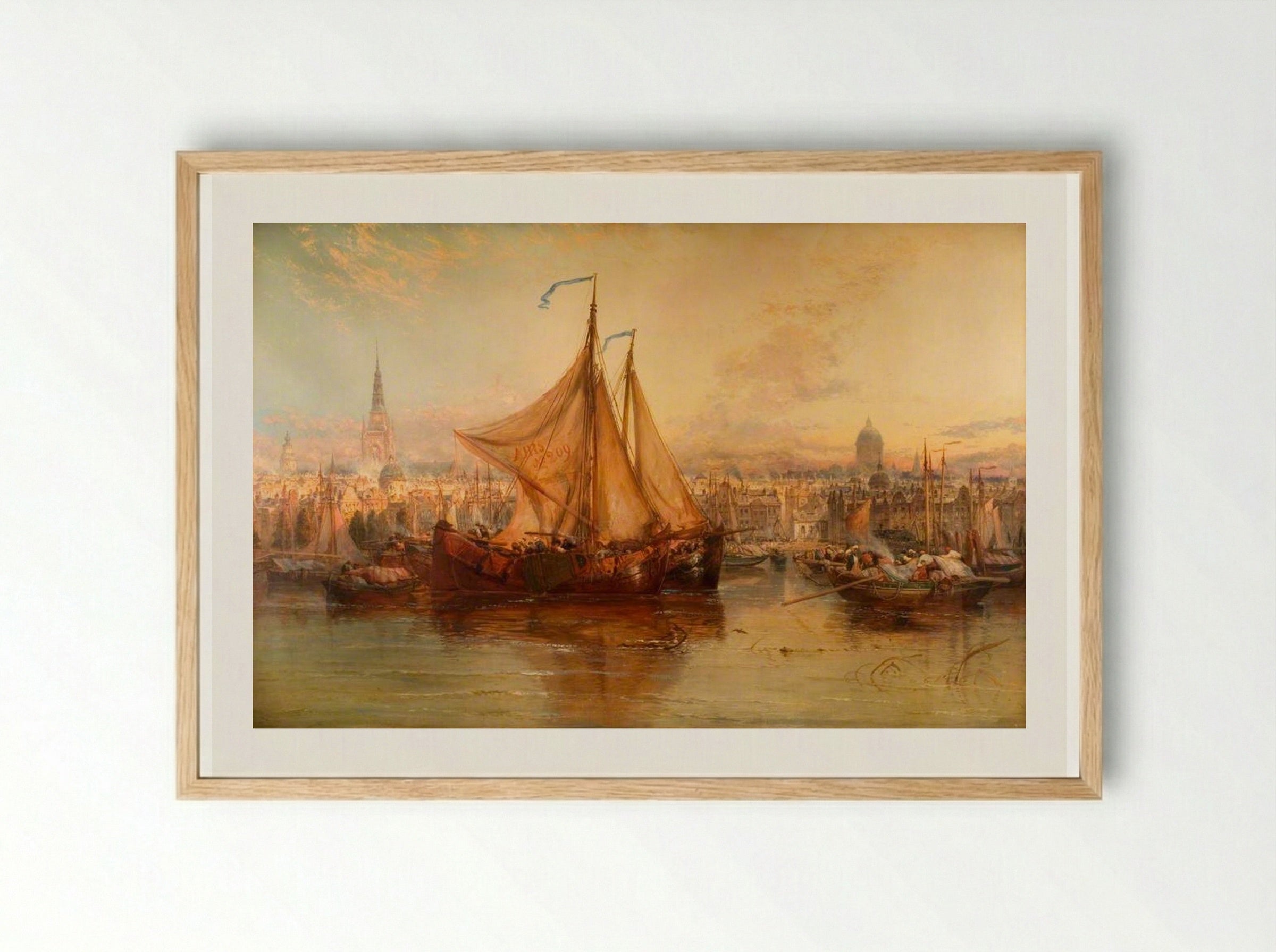 The Harbour, Amsterdam - James Webb - Framed Print Wood