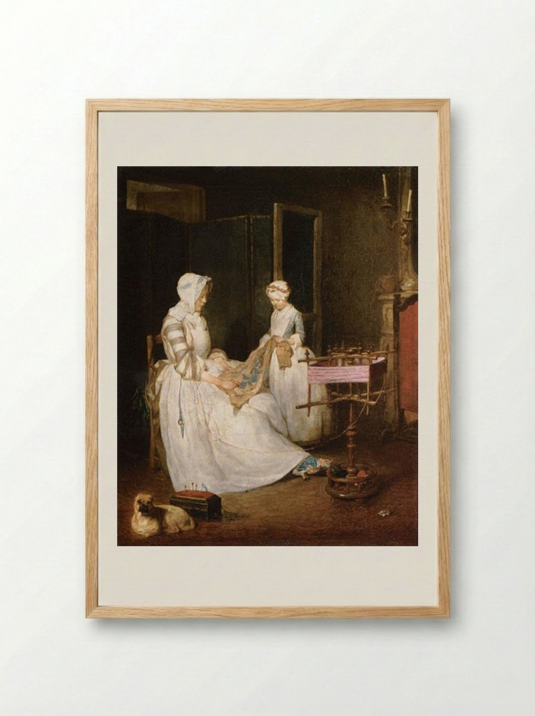 The Hard-working Mother - Jean-Baptiste-Siméon Chardin - Framed Print Wood