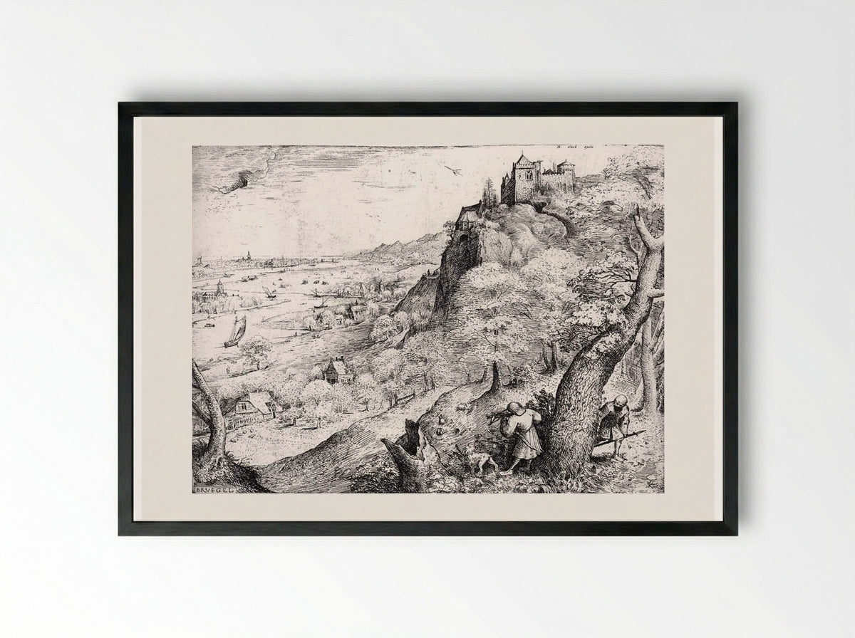 The Hare Hunt - Pieter Bruegel the Elder - Framed Print Black