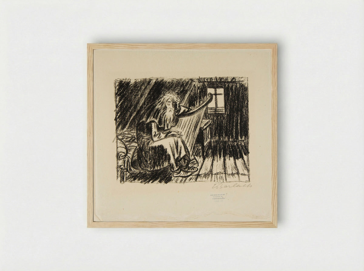 The Harpist - Ernst Barlach - Framed Print Wood