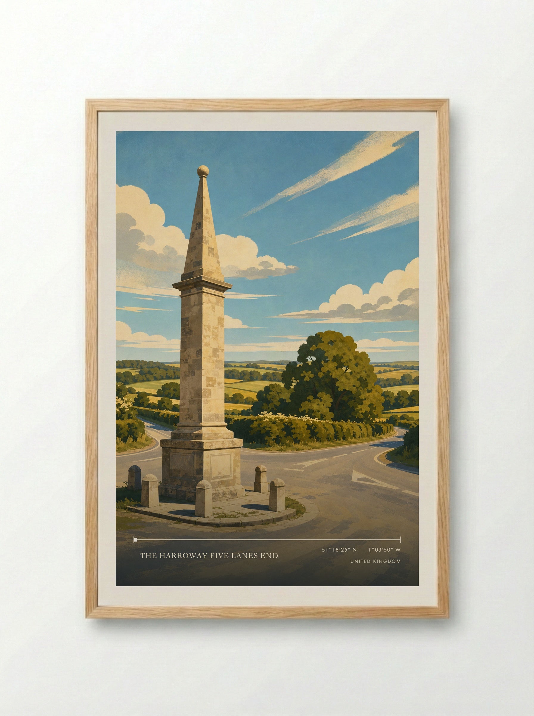The Harroway Five Lanes End United Kingdom Travel Poster - Framed Print Wood