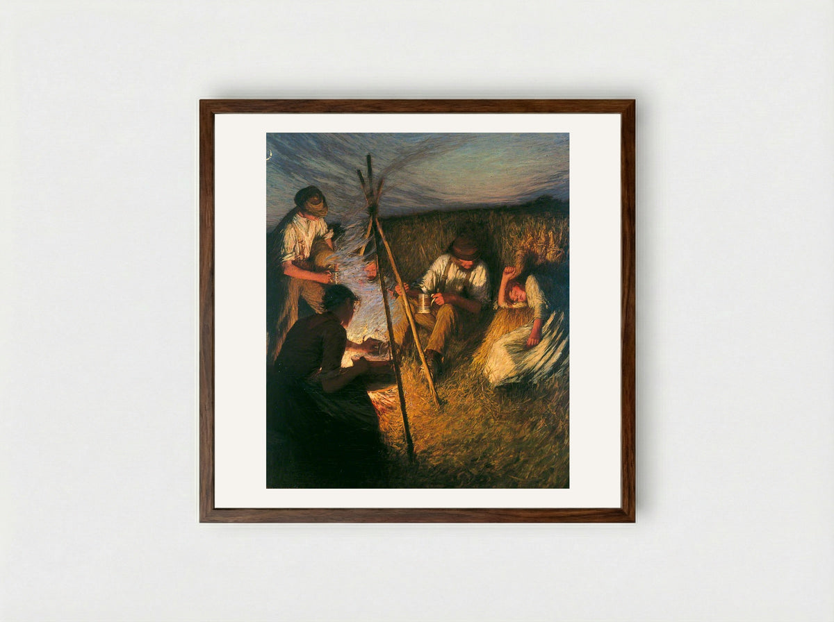 The Harvesters' Supper - Henry Herbert La Thangue - Framed Print Dark Wood
