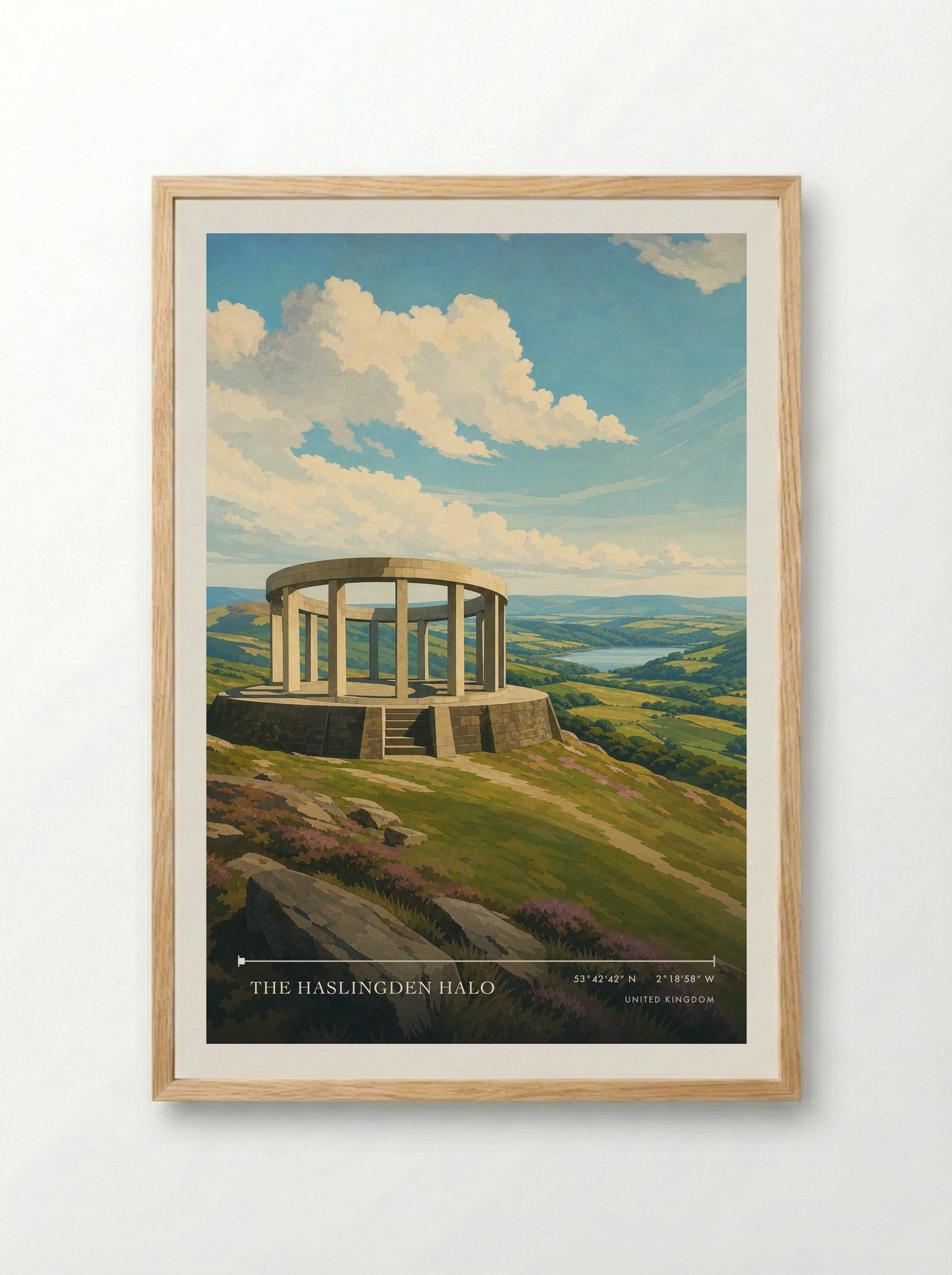 The Haslingden Halo United Kingdom Travel Poster - Framed Print Wood