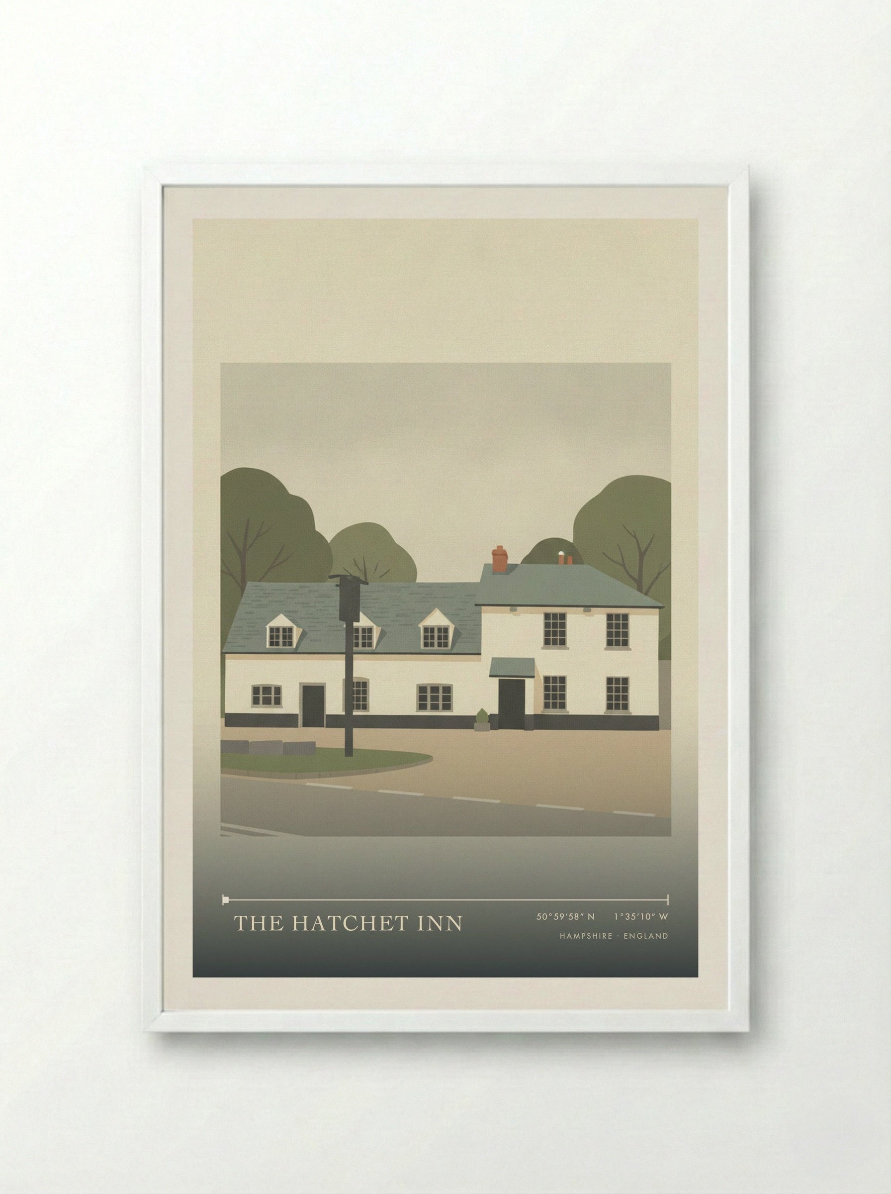 The Hatchet Inn Hampshire England Travel Poster - Framed Print White