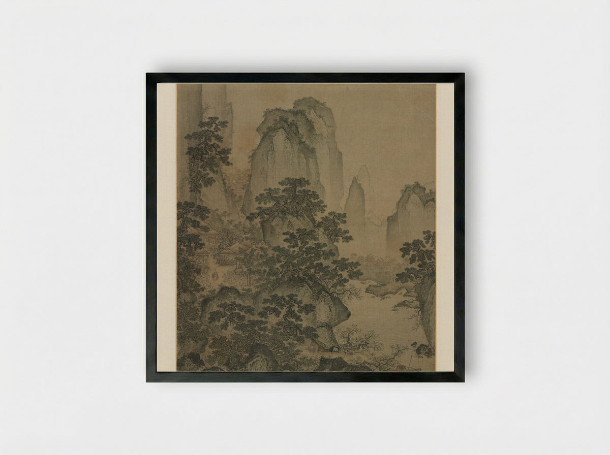 The Haven of the Peach-Blossom Spring - Shi Rui - Framed Print Black
