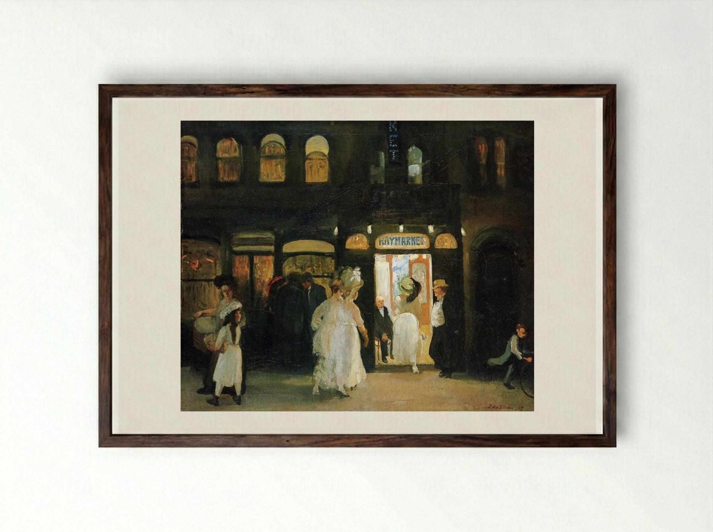 The Haymarket - John French Sloan - Framed Print Dark Wood