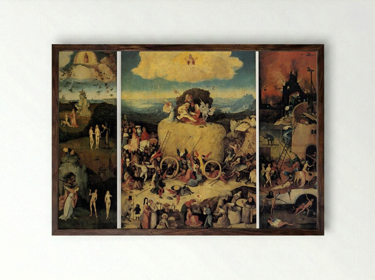 The Haywain Triptych - Hieronymus Bosch - Framed Print Dark Wood