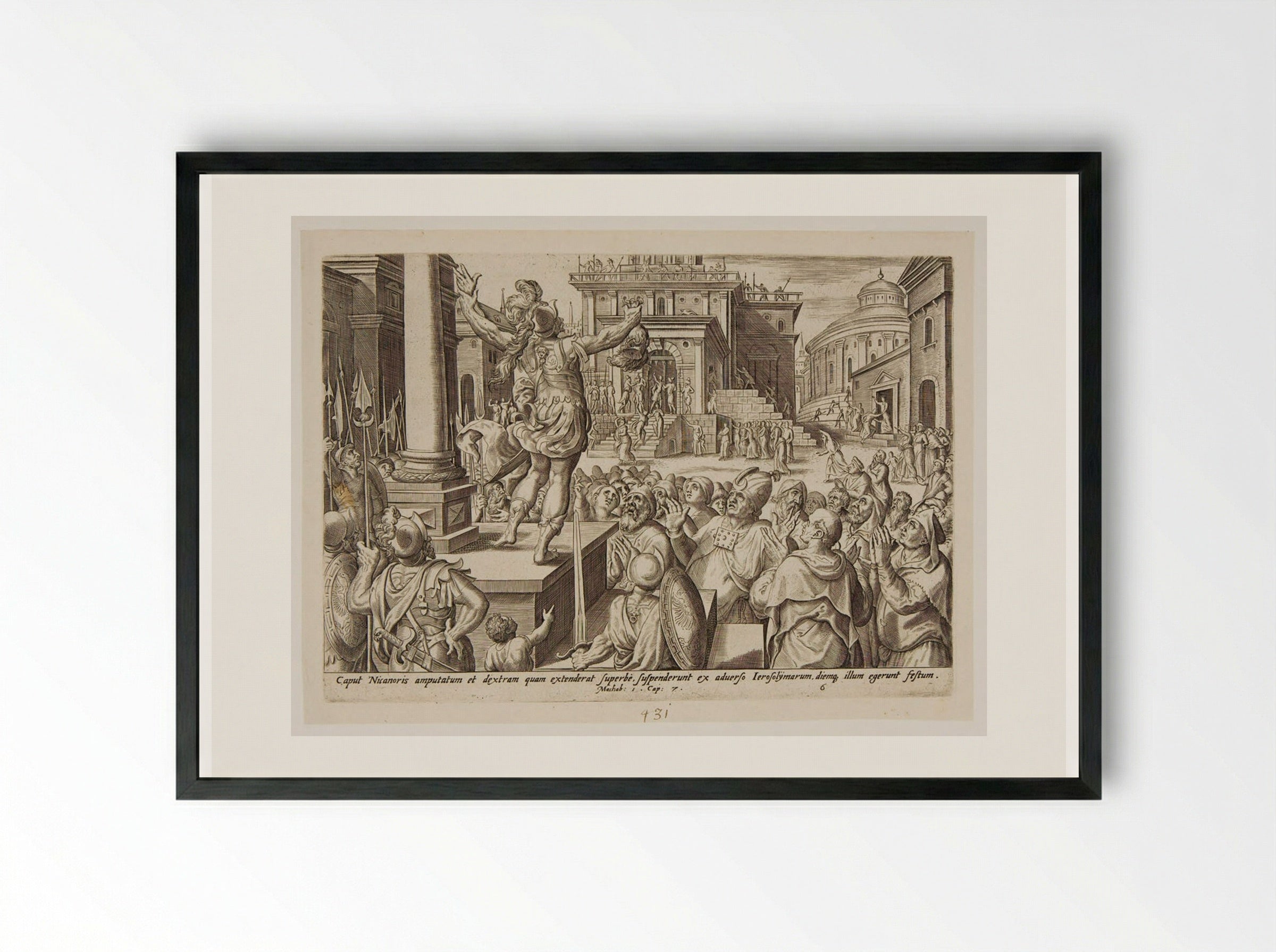 The Head and Hand of Nicanor Shown to the People - Johannes Wierix - Framed Print Black