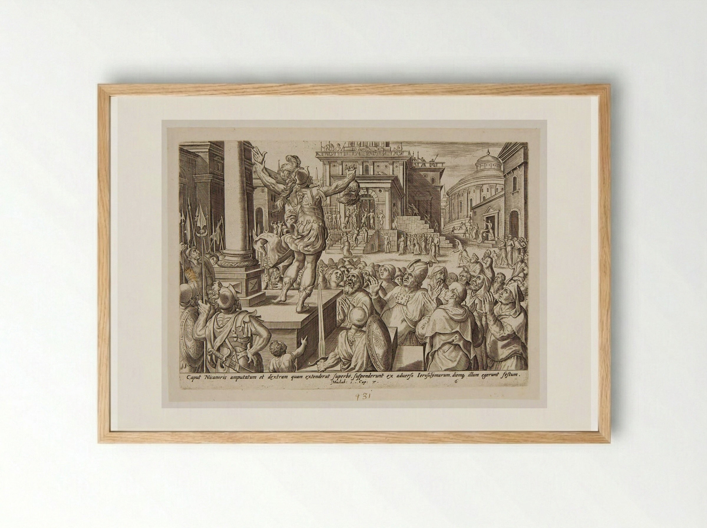 The Head and Hand of Nicanor Shown to the People - Johannes Wierix - Framed Print Wood