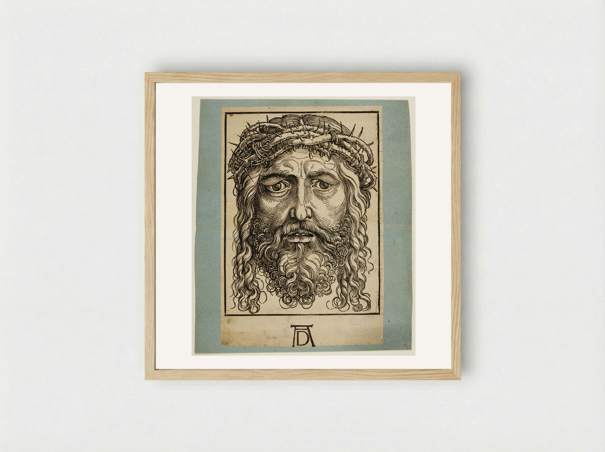 The Head of Christ Crowned with Thorns - Sebald Beham - Framed Print Wood