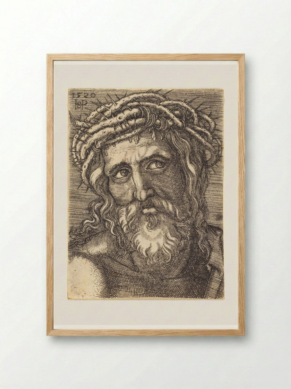 The Head of Christ - Sebald Beham - Framed Print Wood