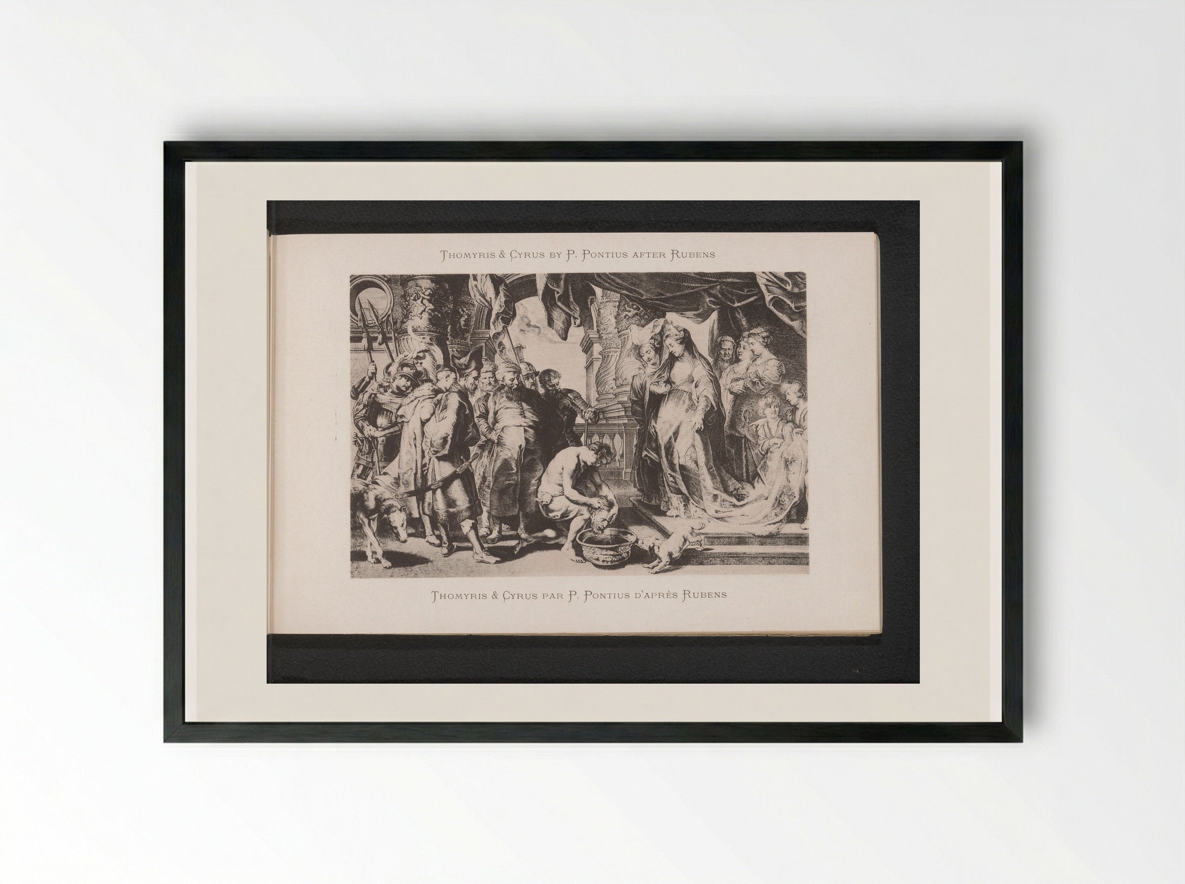The Head of Cyrus Brought to Queen Tomyris - Paulus Pontius - Framed Print Black