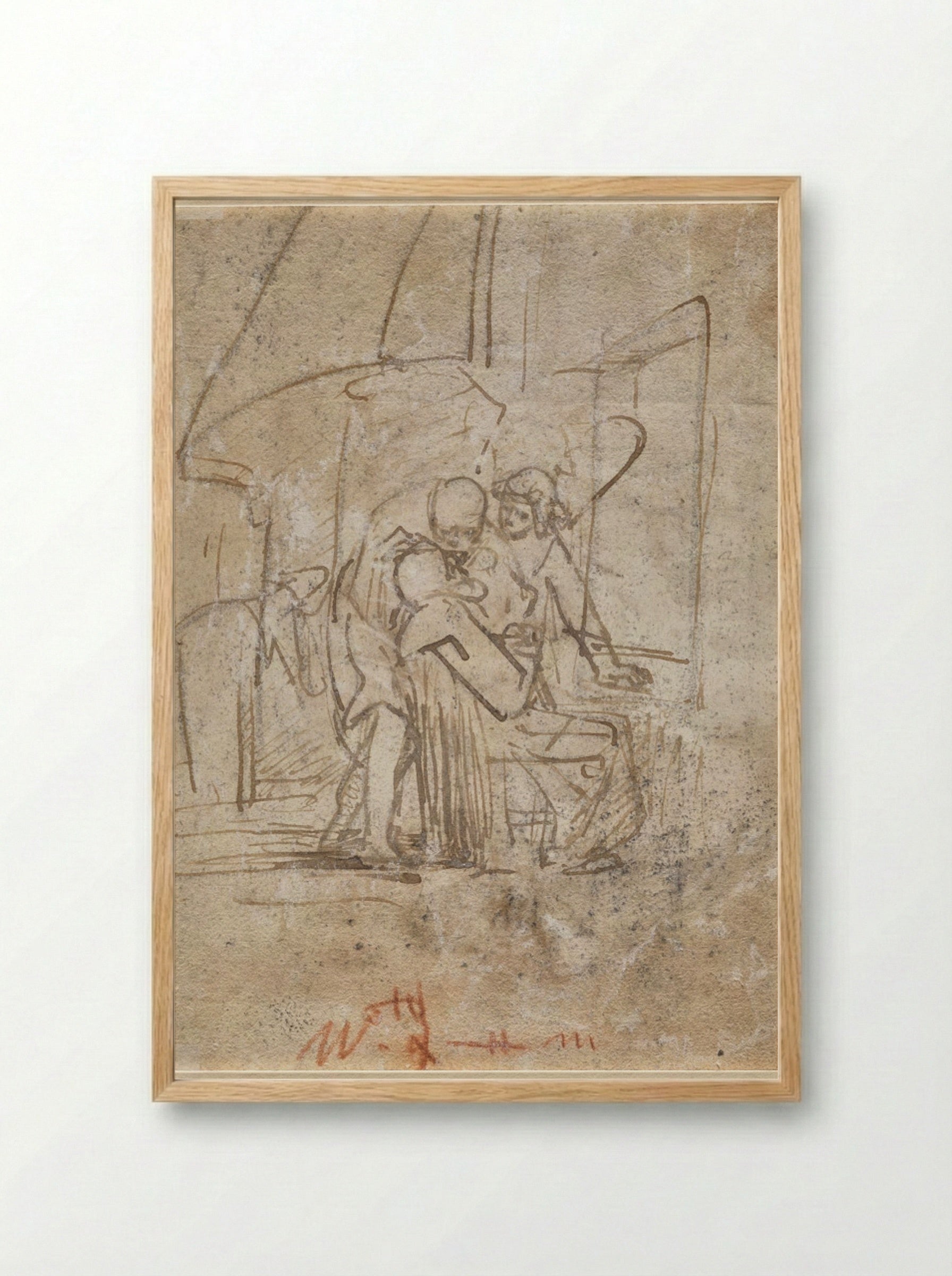 The Healing of Tobit (verso) - Ferdinand Bol - Framed Print Wood