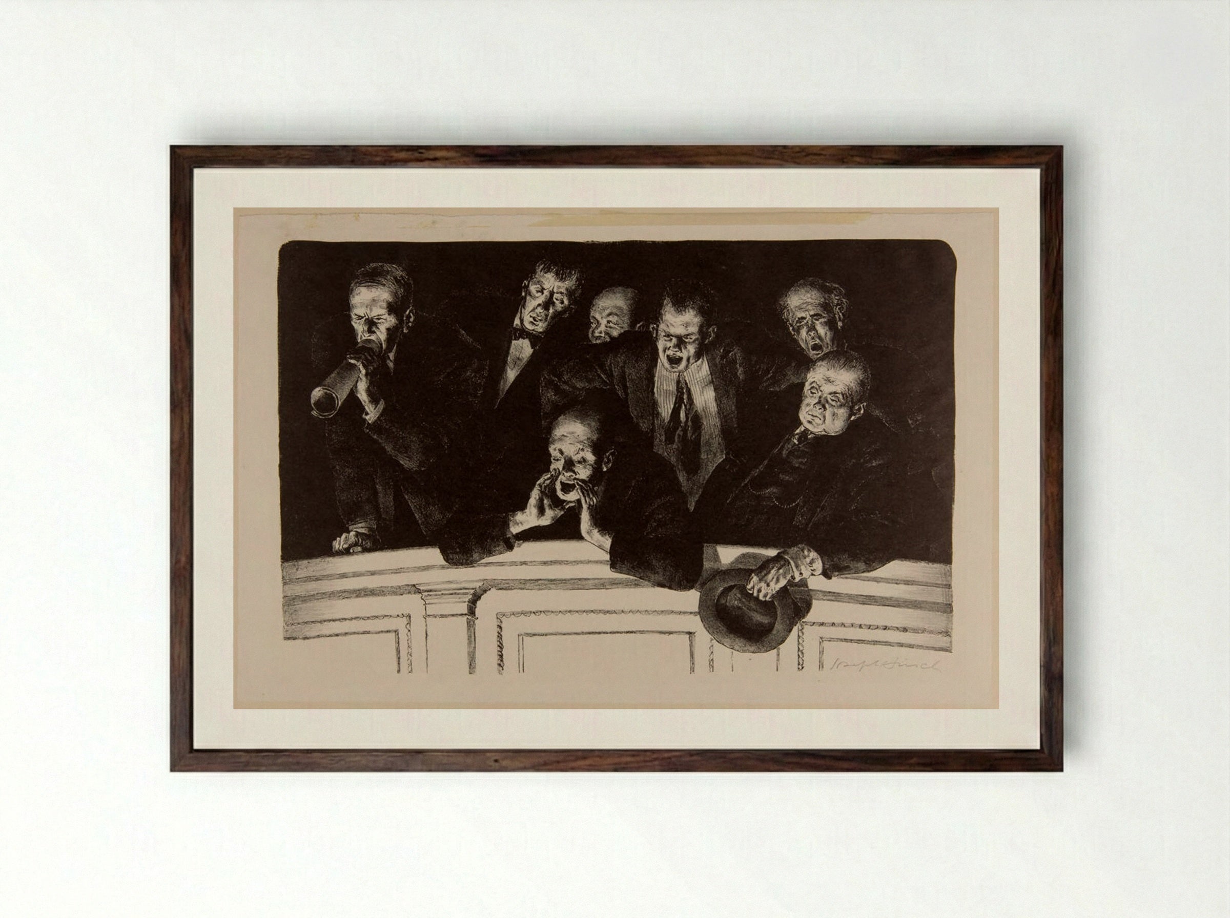 The Hecklers - Joseph Hirsch - Framed Print Dark Wood