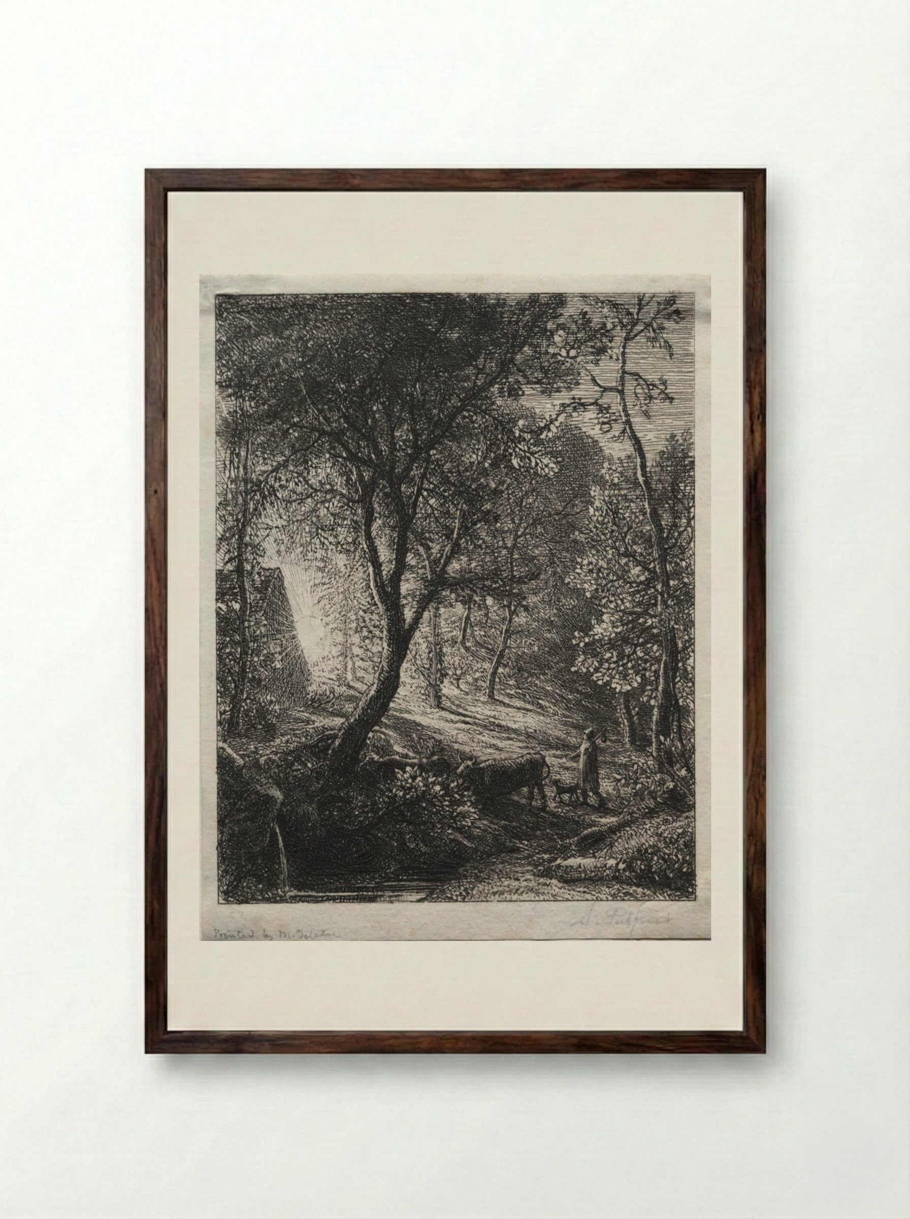 The Herdsman's Cottage - Samuel Palmer - Framed Print Dark Wood