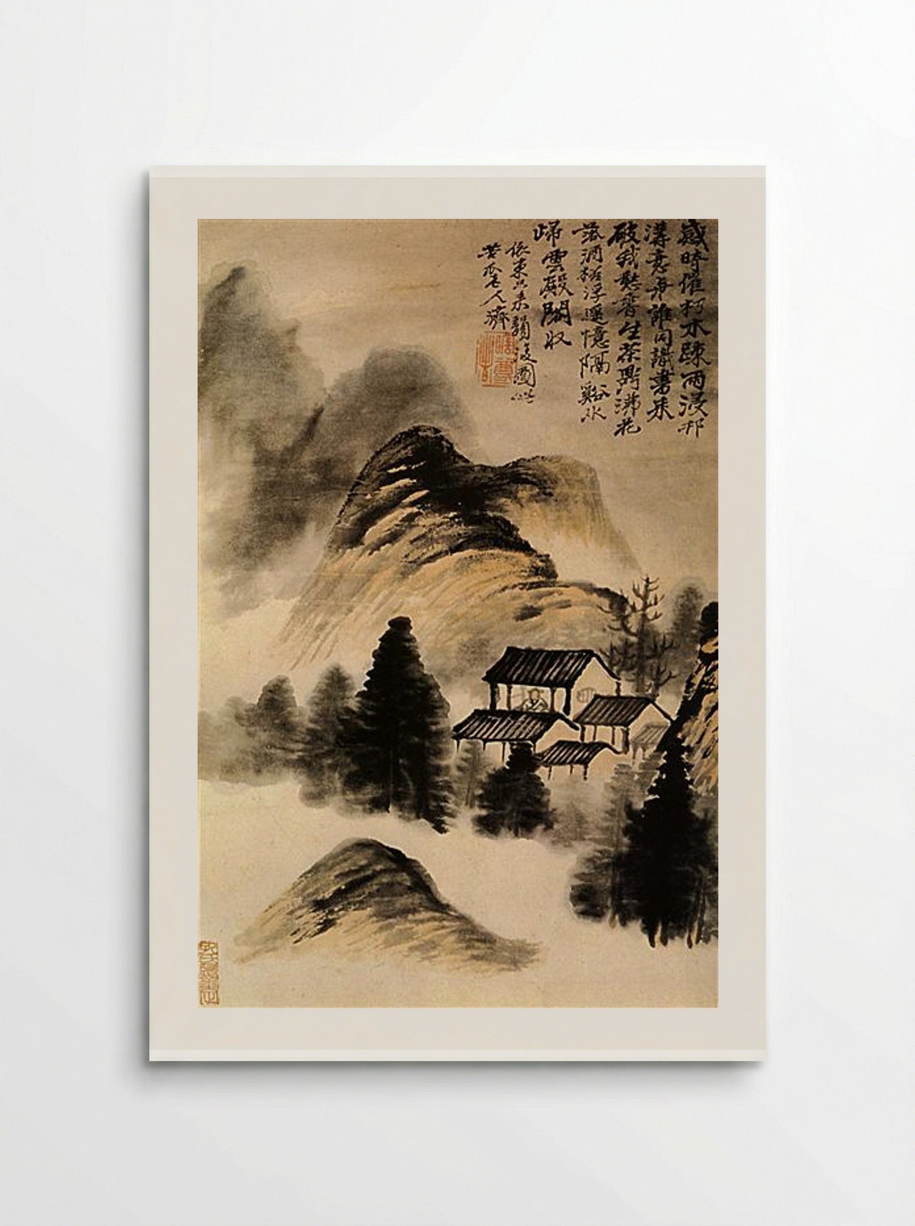The Hermit Lodge in the Middle of the Table - Shitao - Poster