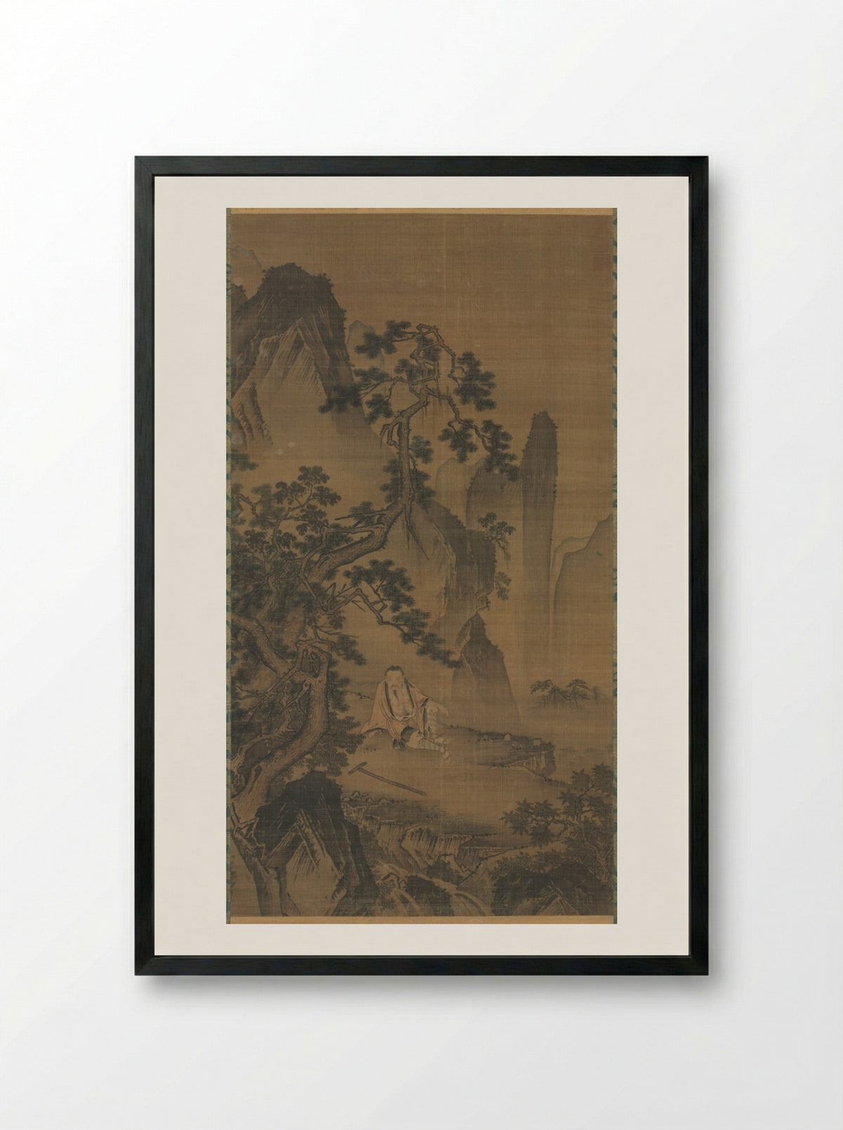 The Hermit Xu You Resting by a Stream - Dai Jin - Framed Print Black