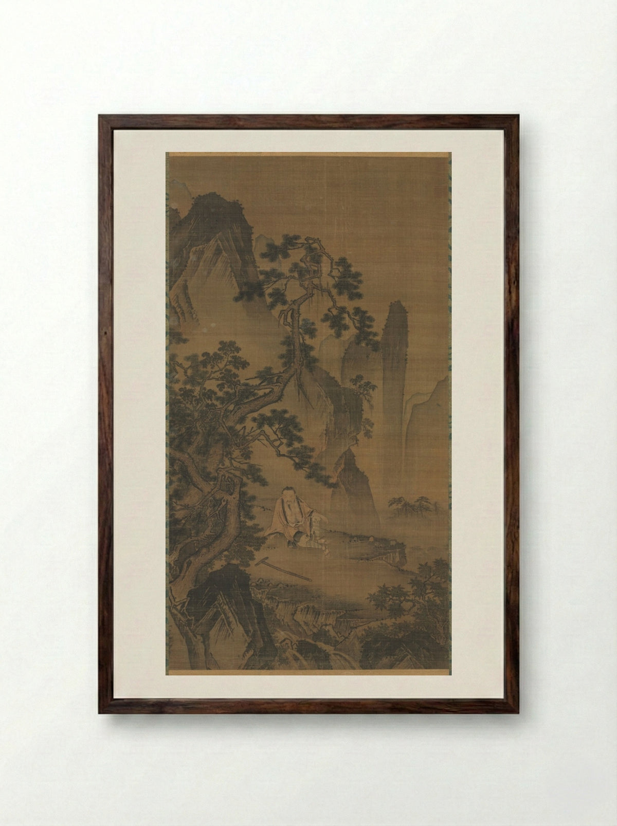 The Hermit Xu You Resting by a Stream - Dai Jin - Framed Print Dark Wood