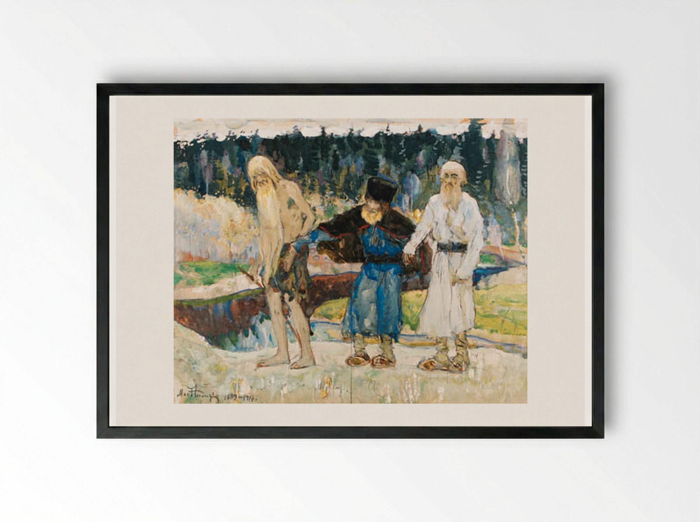 The Hermit - Mikhail Nesterov - Framed Print Black