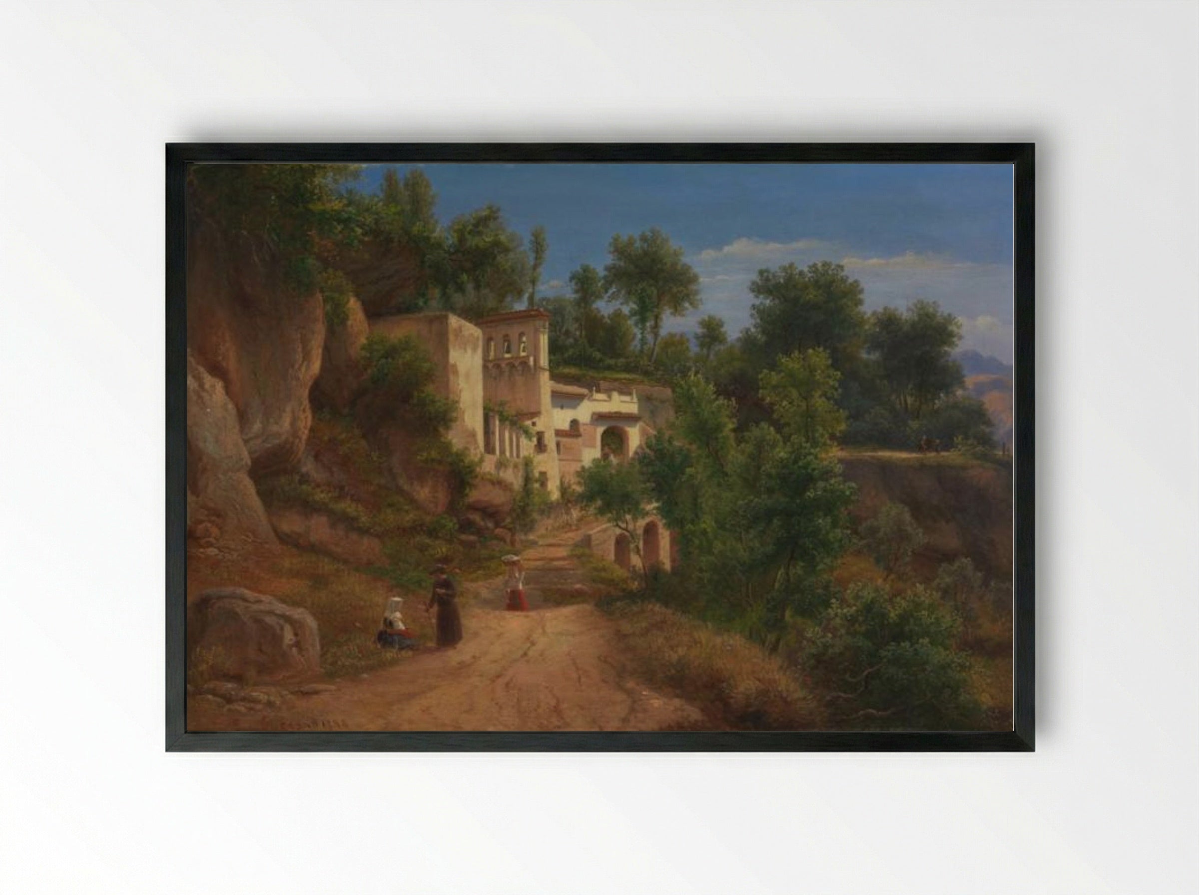 The Hermitage of St Maria of the Avvocatella near Naples - Eugene von Guerard - Framed Print Black
