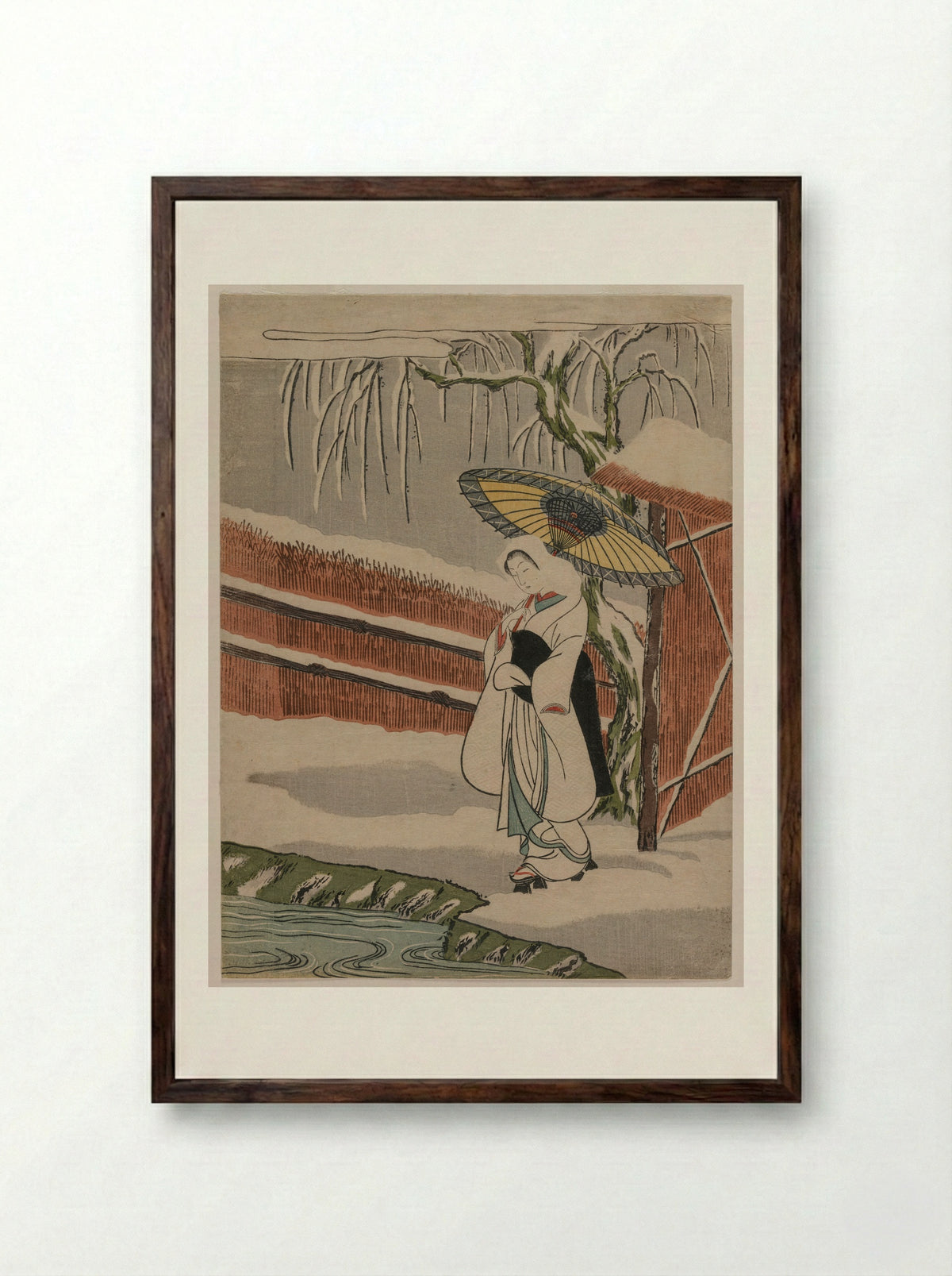 The Heron Maiden - Suzuki Harunobu - Framed Print Dark Wood