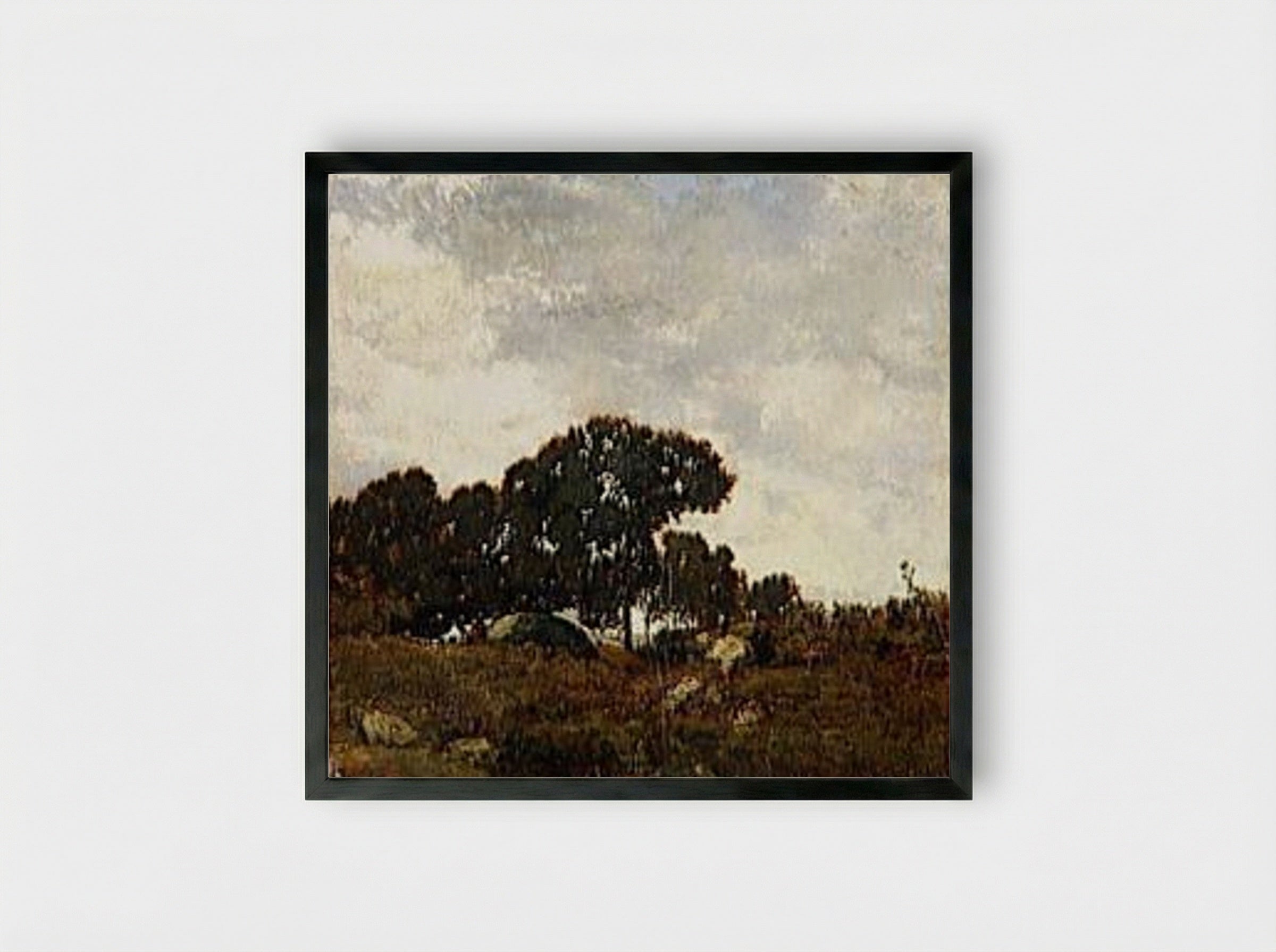 The Hill - Théodore Rousseau - Framed Print Black