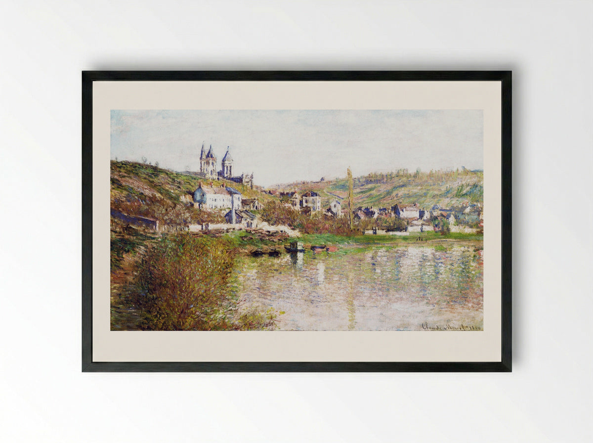 The Hills of Vetheuil - Claude Monet - Framed Print Black