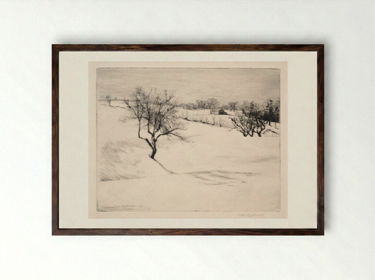 The Hillside Farm - William Harry Warren Bicknell - Framed Print Dark Wood
