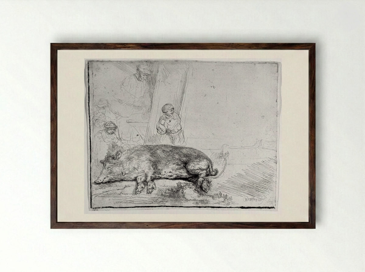 The Hog - Rembrandt Harmensz. van Rijn - Framed Print Dark Wood