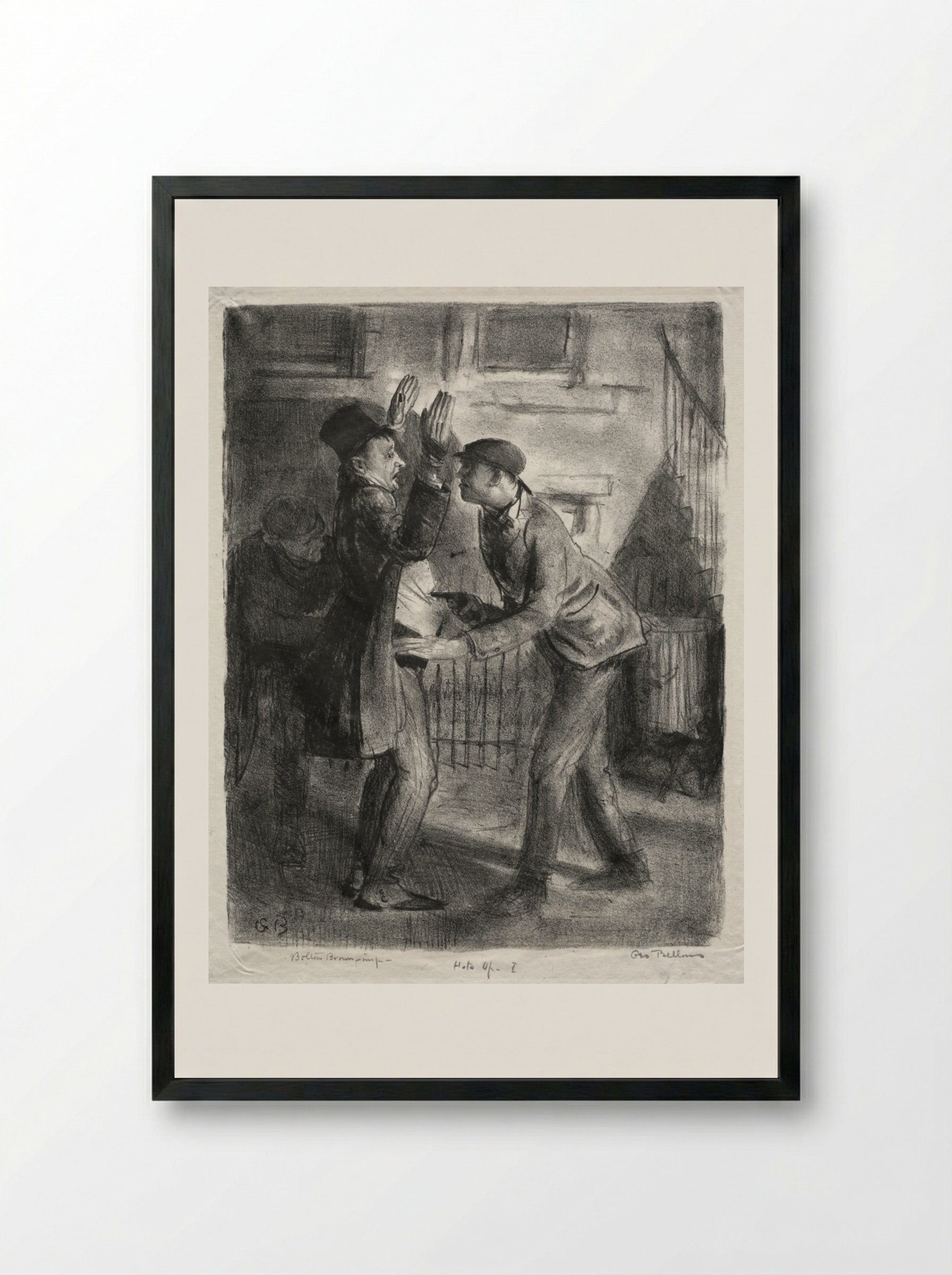 The Holdup, first state - George Bellows - Framed Print Black