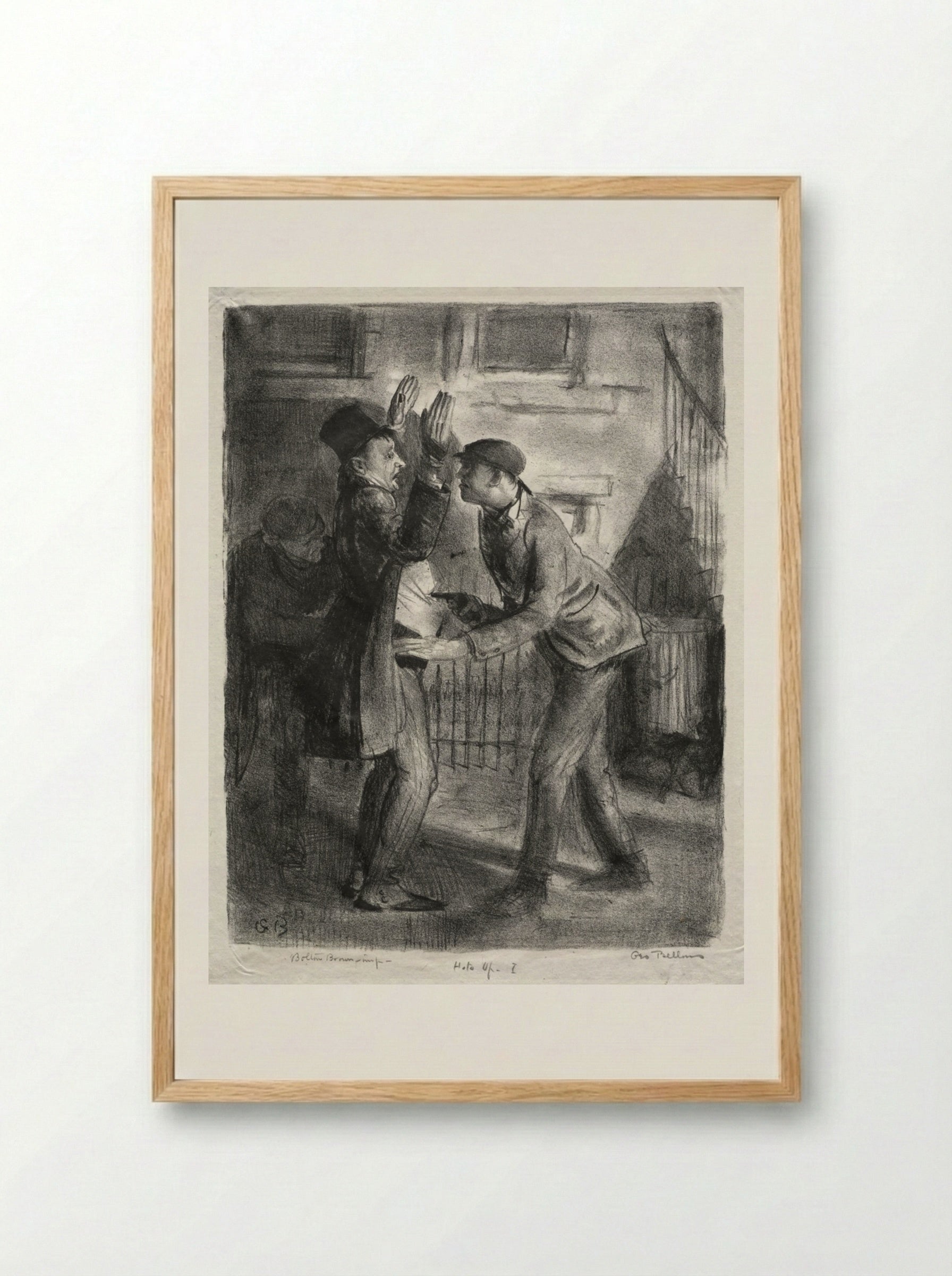 The Holdup, first state - George Bellows - Framed Print Wood