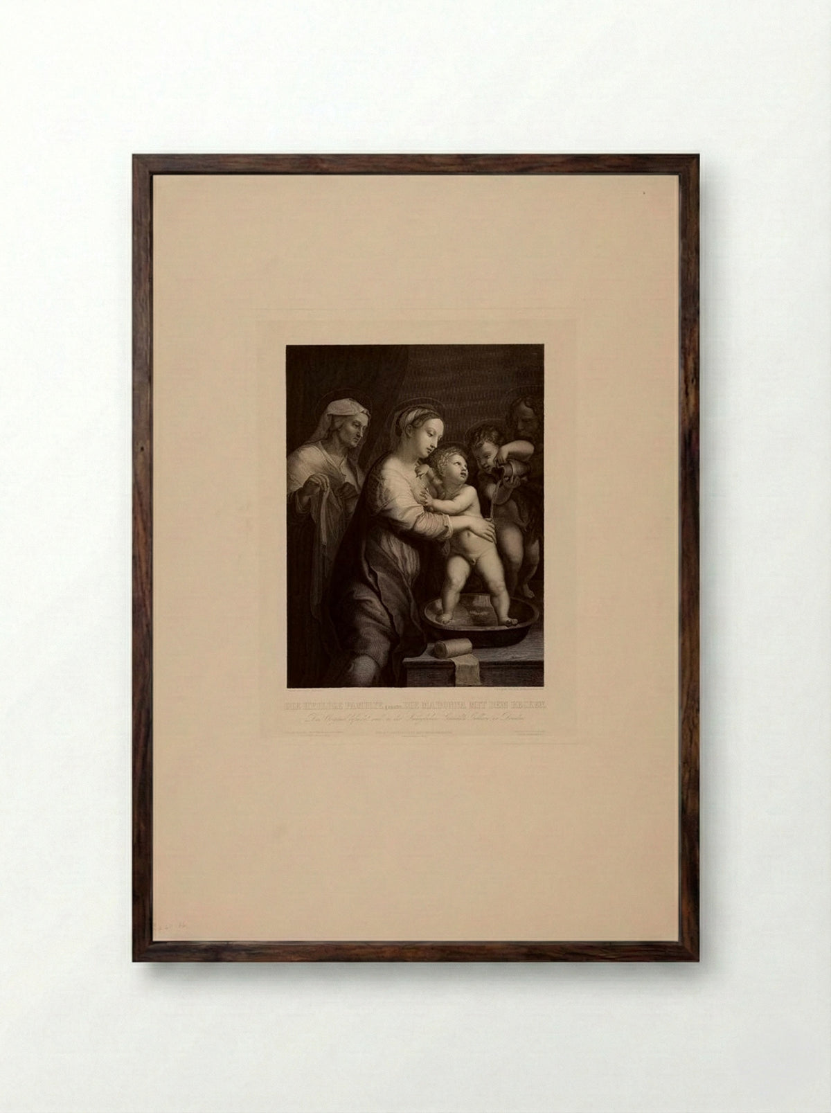 The Holy Family (Madonna with the Washbasin) - August Hoffmann - Framed Print Dark Wood