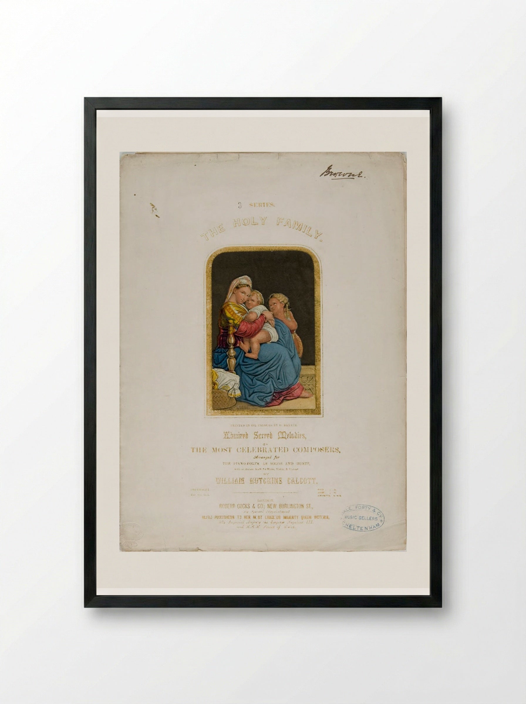 The Holy Family (Sheet Music Cover) - George Baxter - Framed Print Black