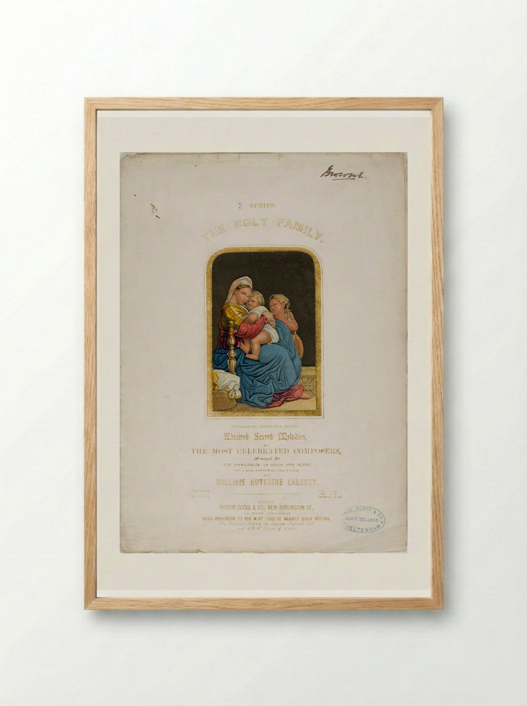 The Holy Family (Sheet Music Cover) - George Baxter - Framed Print Wood