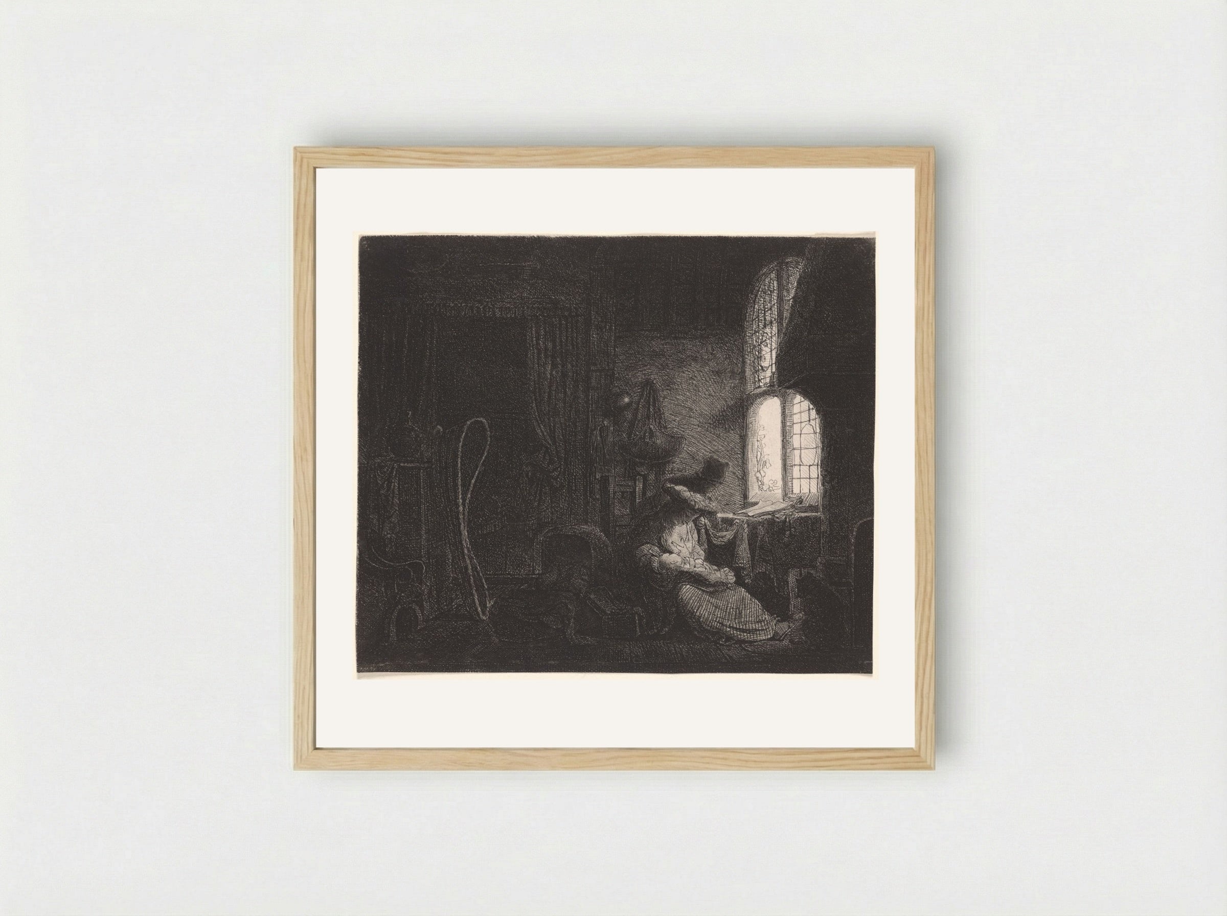 The Holy Family in an Interior - Ferdinand Bol - Framed Print Wood