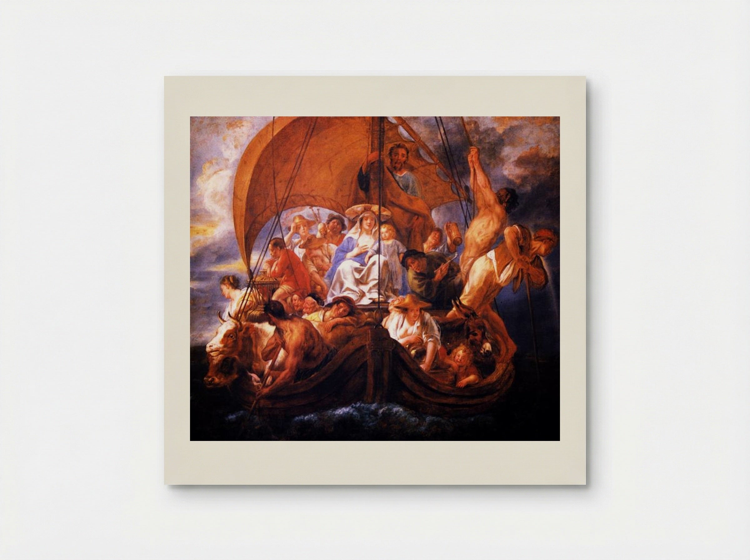 The Holy Family with Characters and Animals in a Boat - Jacob Jordaens - Poster