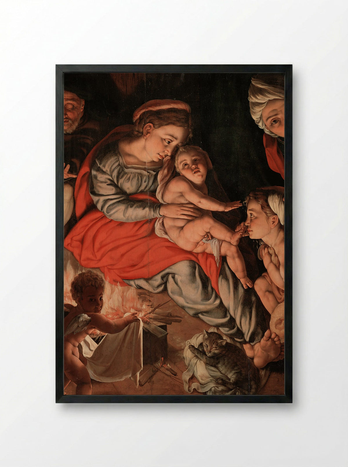The Holy Family with Erard de la Marck - Jan Cornelisz Vermeyen - Framed Print Black