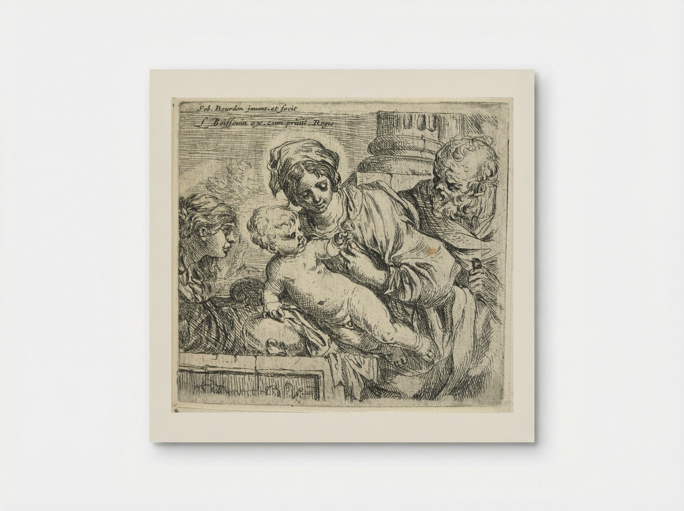 The Holy Family with Saint Catherine - Sébastien Bourdon - Poster