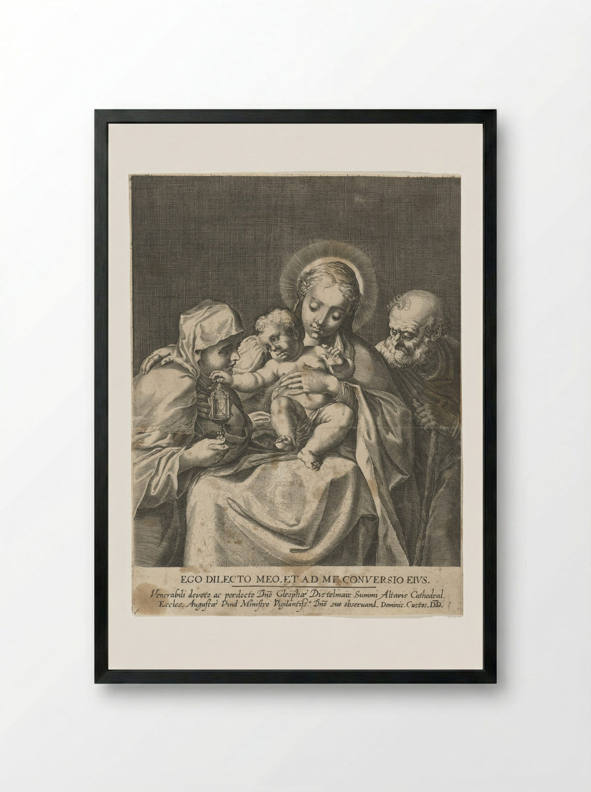 The Holy Family with Saint Clare of Assisi - Dominicus Custos - Framed Print Black