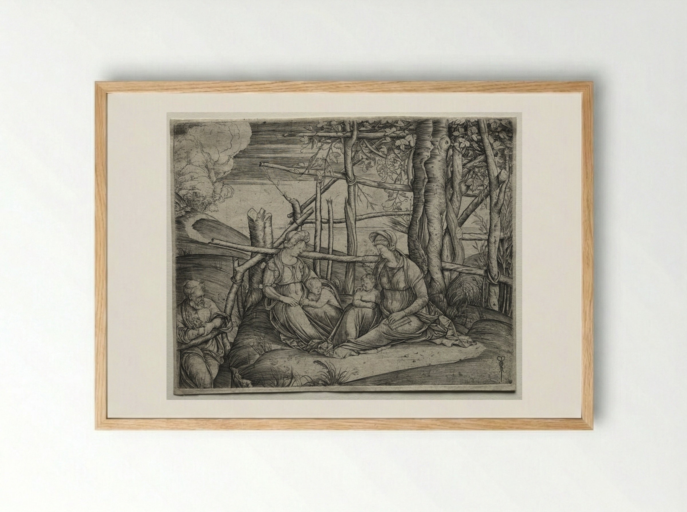 The Holy Family with Saint Elizabeth - Jacopo de' Barbari - Framed Print Wood
