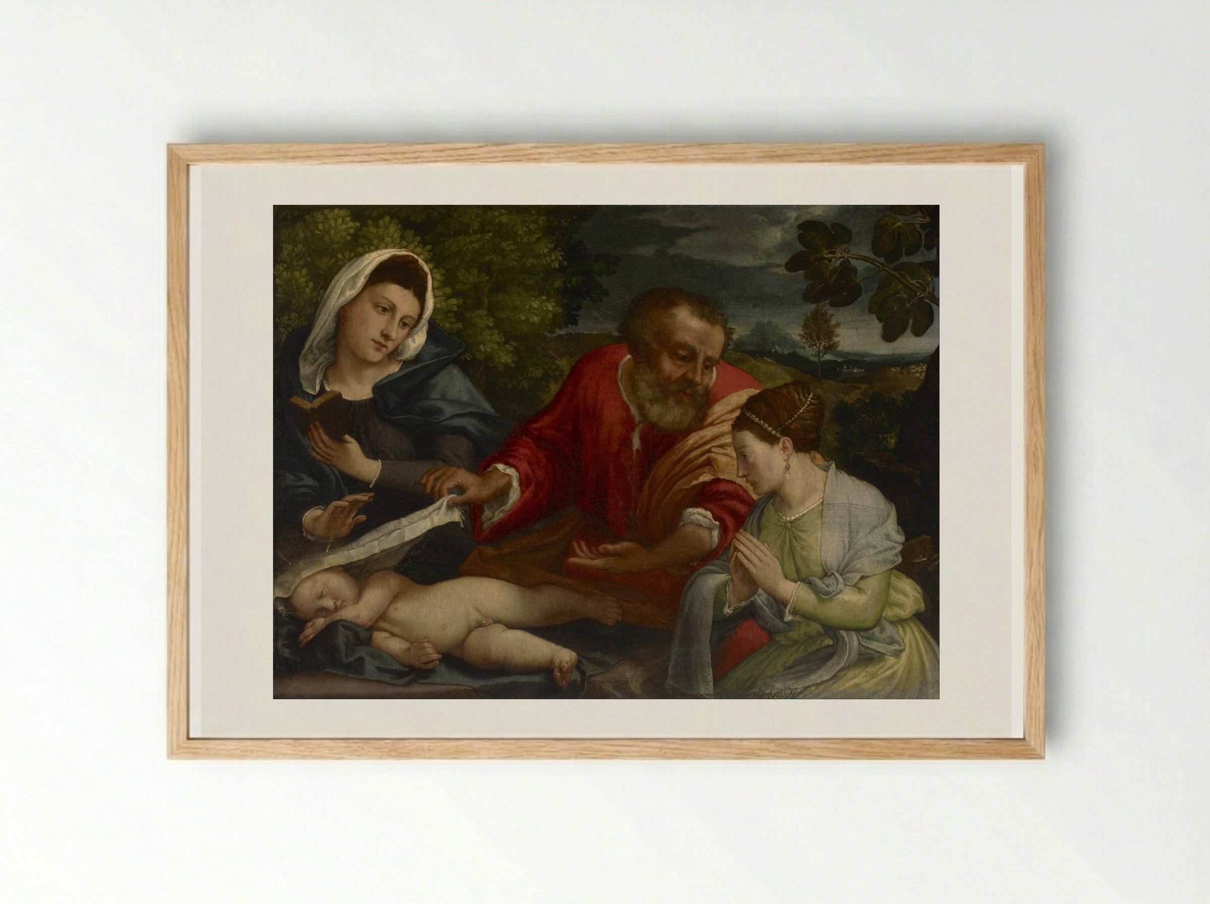 The Holy Family with St. Catherine of Alexandria - Lorenzo Lotto - Framed Print Wood
