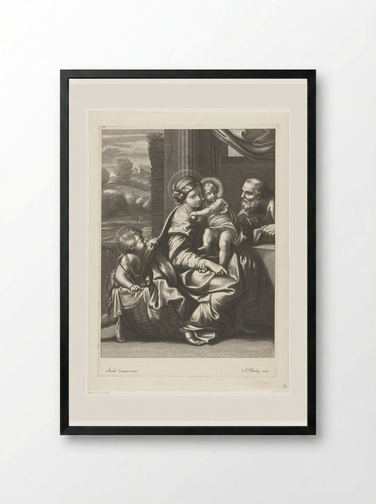 The Holy Family with the Infant Saint John the Baptist - Abraham Bloteling - Framed Print Black