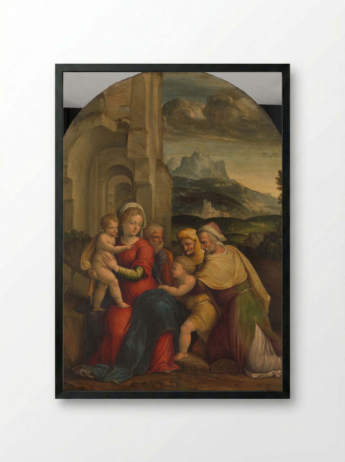 The Holy Family with the Infant Saint John the Baptist - Garofalo - Framed Print Black