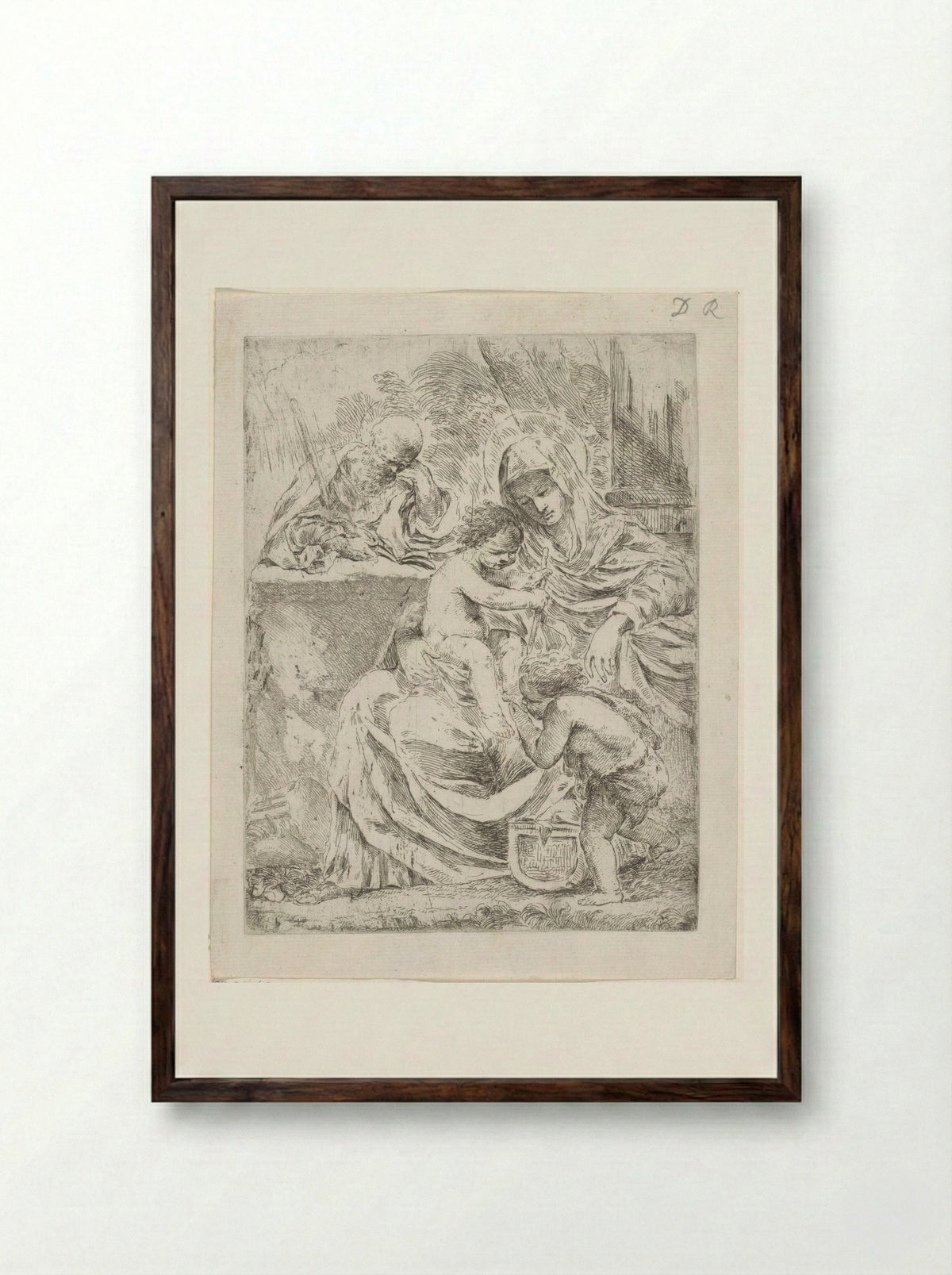 The Holy Family with the Infant Saint John the Baptist - Francesco Amato - Framed Print Dark Wood