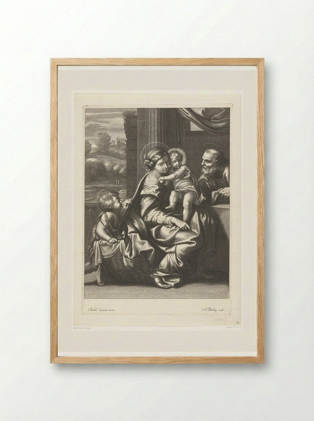 The Holy Family with the Infant Saint John the Baptist - Abraham Bloteling - Framed Print Wood