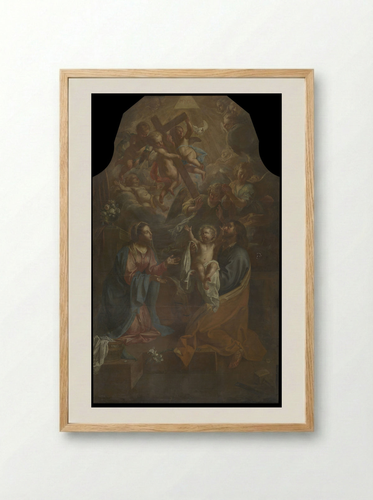 The Holy Family with the Infant St. John the Baptist - Jan van Cleve (III) - Framed Print Wood
