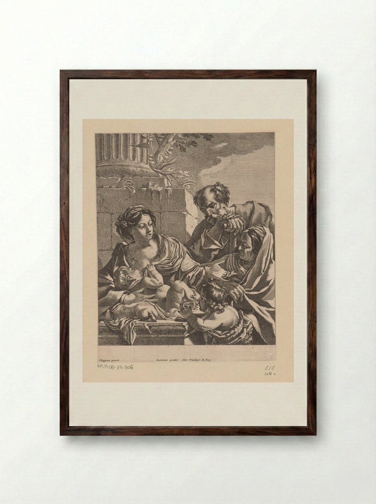 The Holy Family with the Nursing Virgin - Henri Picquot - Framed Print Dark Wood