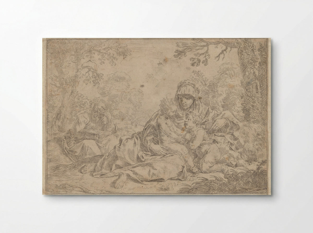 The Holy Family with the Young Saint John the Baptist - Simone Cantarini - Poster