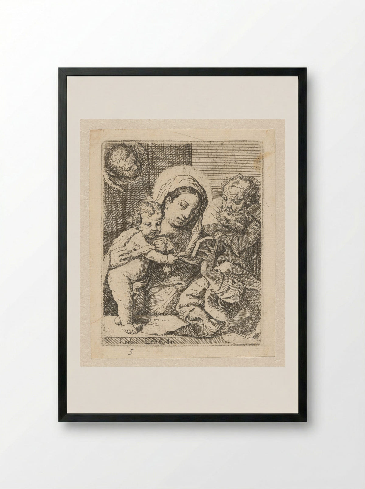The Holy Family - Lodovico Lana - Framed Print Black