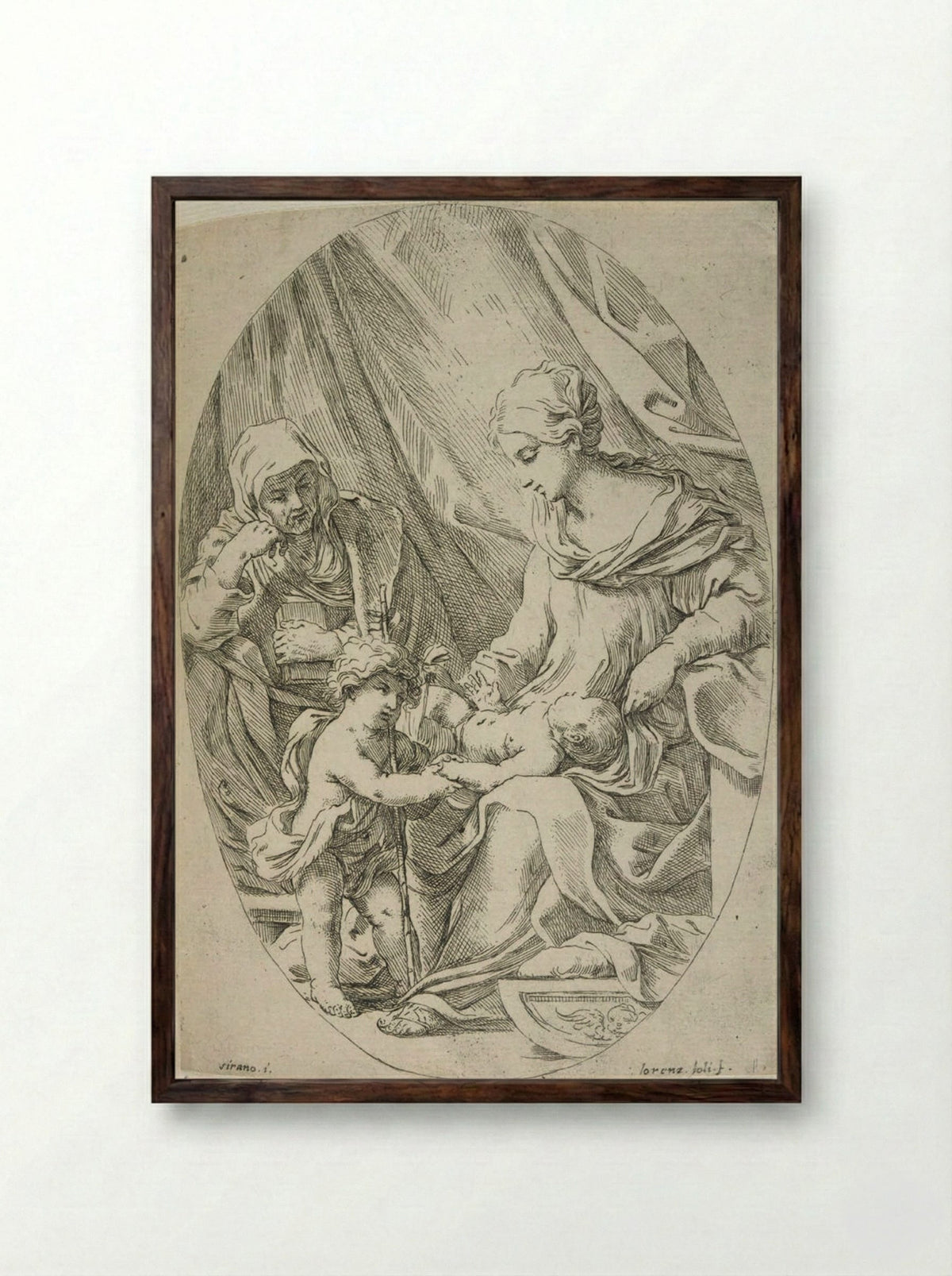 The Holy Family - Lorenzo Lolli - Framed Print Dark Wood